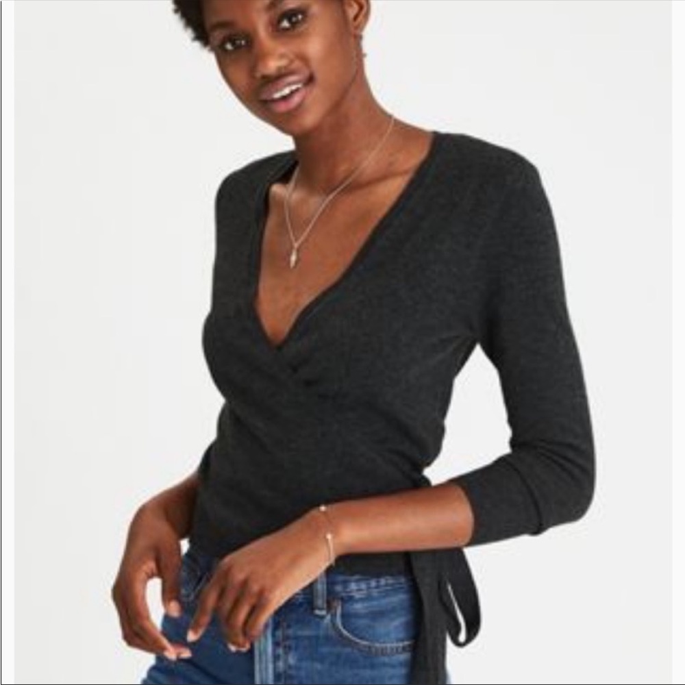 American Eagle Ballet Wrap Crop Cardigan